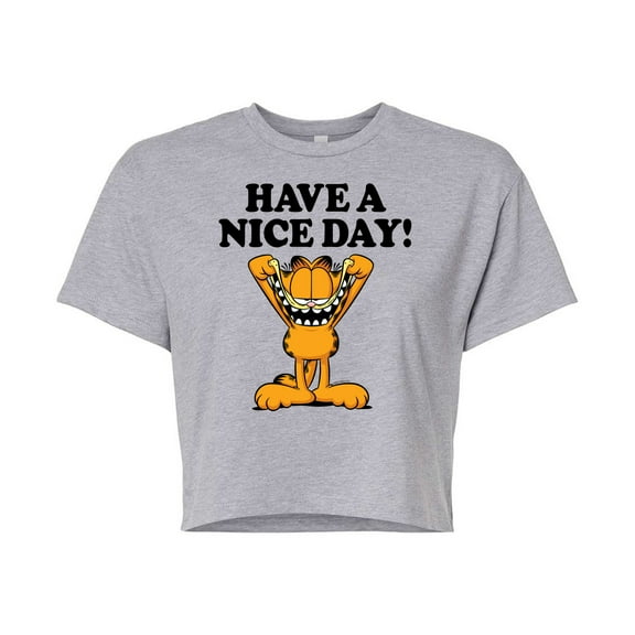 Garfield - Have A Nice Day - Juniors Cropped Cotton Blend T-Shirt