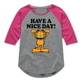 thumbnail image 1 of Garfield - Have A Nice Day - Toddler And Youth Girls Raglan Graphic T-Shirt, 1 of 5