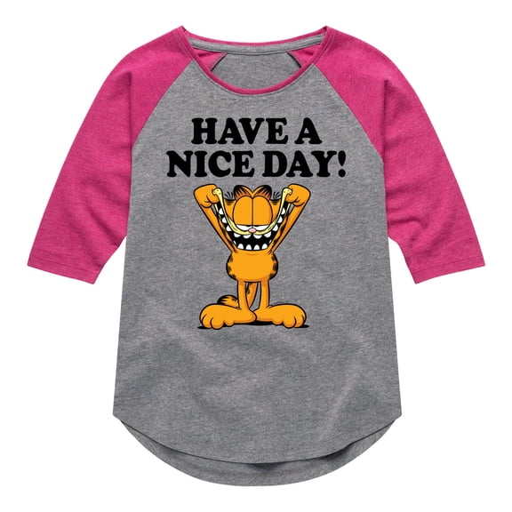 Garfield - Have A Nice Day - Toddler And Youth Girls Raglan Graphic T-Shirt