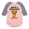 thumbnail image 1 of Garfield - Have A Nice Day - Toddler And Youth Girls Raglan Graphic T-Shirt, 1 of 5