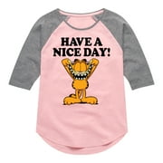 GARFIELD - Have A Nice Day - Toddler And Youth Girls Raglan Graphic T-Shirt