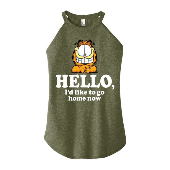 Garfield - Hello Go Home Now - Juniors High Neck Tank Top
