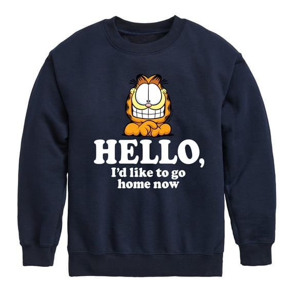 Garfield - Hello Go Home Now - Toddler And Youth Crewneck Fleece Sweatshirt