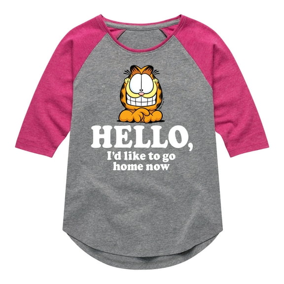 Garfield - Hello Go Home Now - Toddler And Youth Girls Raglan Graphic T-Shirt