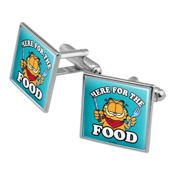 Garfield Here for the Food Square Cufflink Set - Silver or Gold