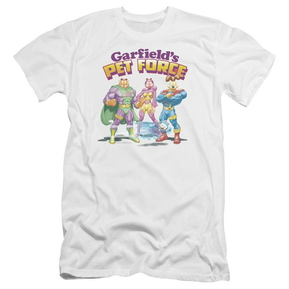 Garfield Heroes Await Premium Canvas Adult Slim Fit 30/1 T-Shirt White