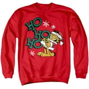 GARFIELD Ho Ho Ho Christmas Unisex Adult Crewneck Sweatshirt, Red, Medium