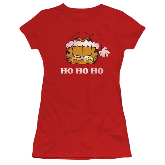 Garfield Ho Ho Ho S/S Junior Women's T-Shirt Sheer Red