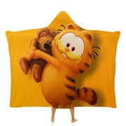 TKBIIUDS Garfield Hooded Blanket Poncho, Wearable Hooded Blanket Cozy Soft Warm Plush Fleece Blanket for Adult Women Men