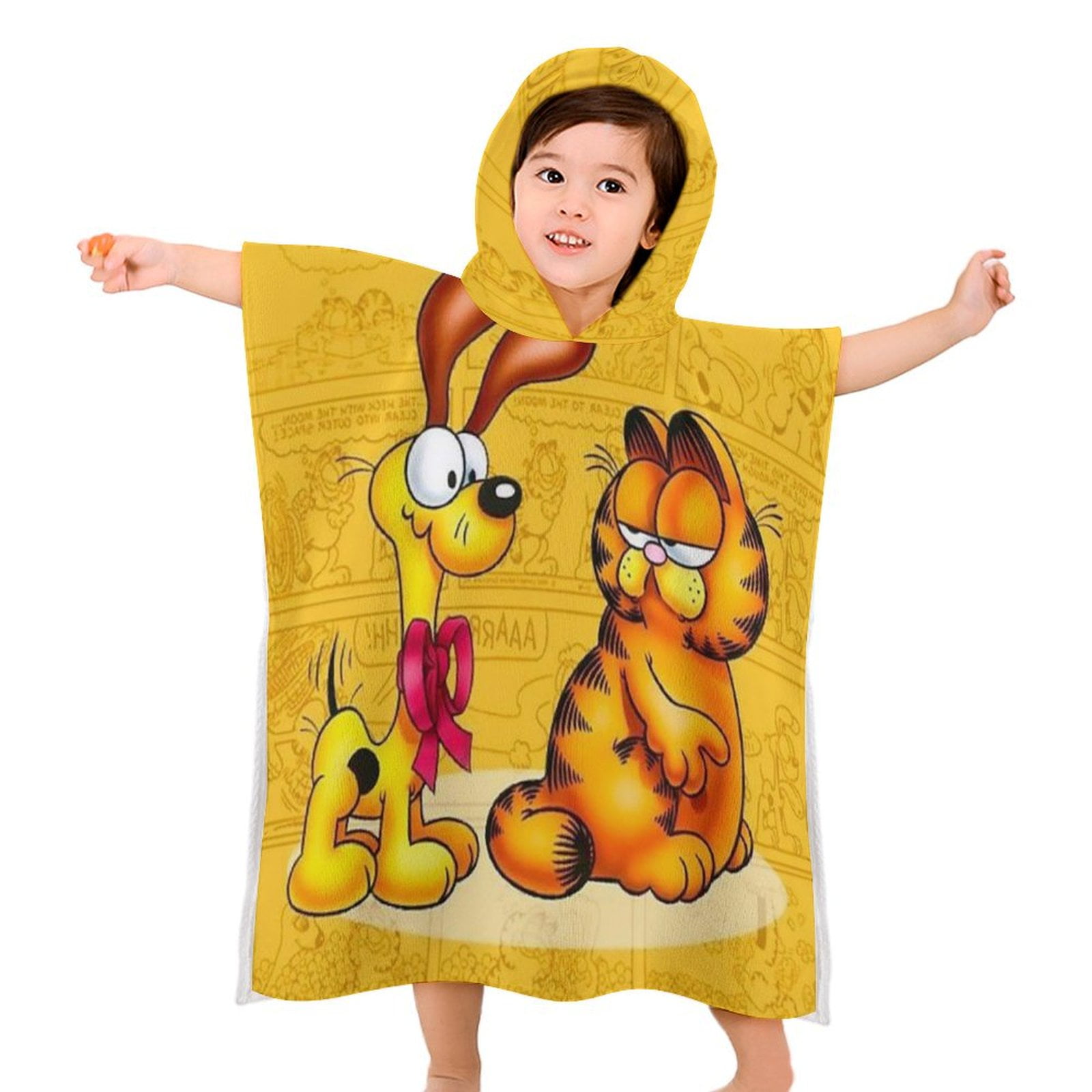 TKBIIUDS Garfield Hooded Towel for Kids - Toddler Bath Towel Kids Beach Towel with Hood, Girls Boys Pool Swim Cover-up Quick Dry, Microfiber Soft Poncho Towel