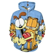TKBIIUDS Garfield Hoodie 3D Print Pullover Hooded Long Sleeve Sweatshirts Tops Blouse with Pocket for Mens Womens