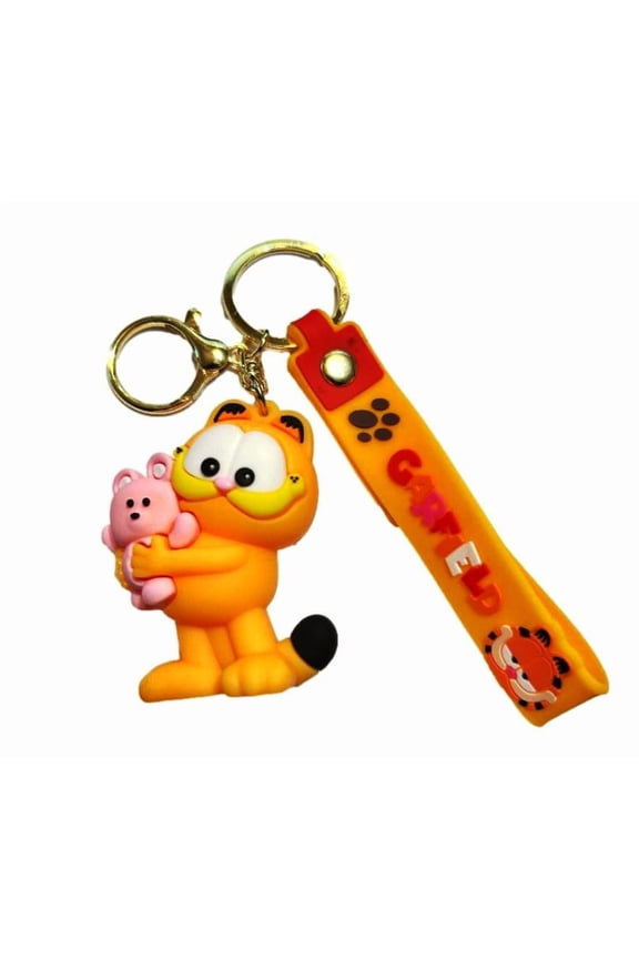 Garfield Hugging Teddy Bear 3D Silicone Charm Keychain