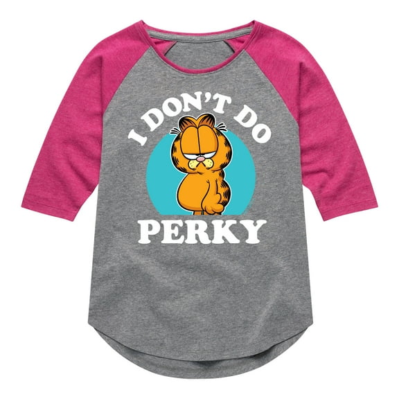 Garfield - I Don't Do Perky - Toddler And Youth Girls Raglan Graphic T-Shirt
