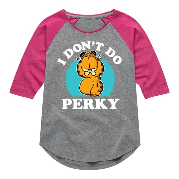 Garfield - I Don't Do Perky - Toddler And Youth Girls Raglan Graphic T-Shirt