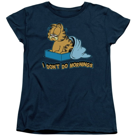 Garfield I Dont Do Mornings Women's T Shirt (2X-Large) Navy