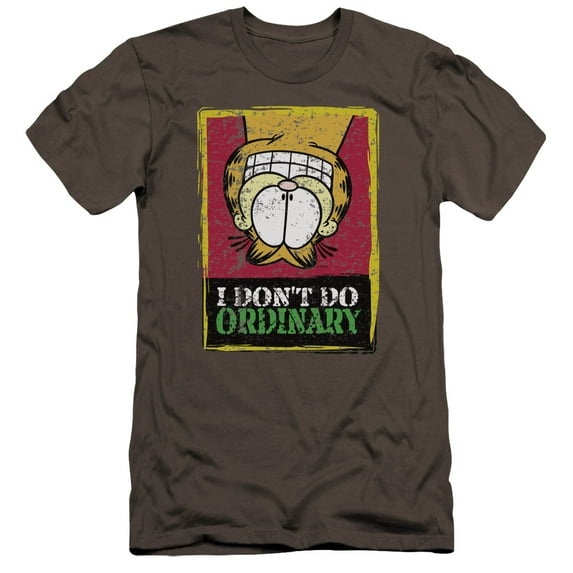 Garfield I Dont Do Ordinary Premium Canvas Adult Slim Fit 30/1 T-Shirt Charcoal
