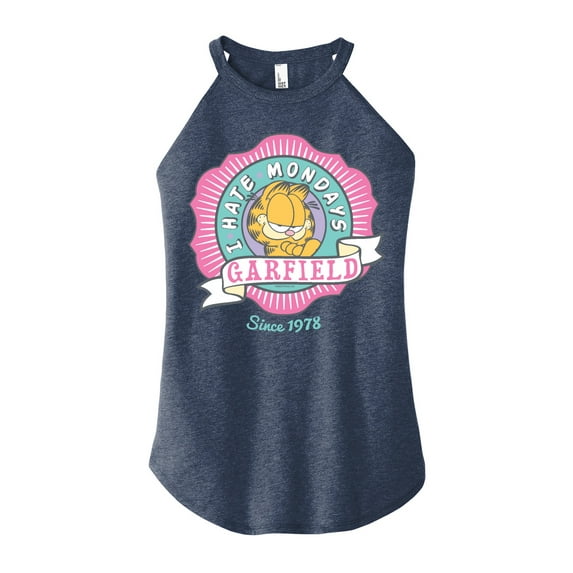 Garfield - I Hate Mondays Badge - Juniors High Neck Tank Top