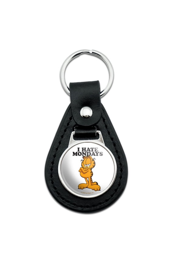 Garfield I Hate Mondays Black Leather Keychain
