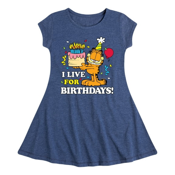 Garfield - I Live For Birthdays - Toddler & Youth Girls Fit & Flare Dress