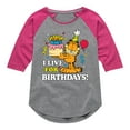thumbnail image 1 of Garfield - I Live For Birthdays - Toddler & Youth Girls Raglan Graphic T-Shirt, 1 of 4