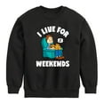thumbnail image 1 of Garfield - I Live For Weekends - Toddler And Youth Crewneck Fleece Sweatshirt, 1 of 5