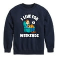 thumbnail image 1 of Garfield - I Live For Weekends - Toddler And Youth Crewneck Fleece Sweatshirt, 1 of 5