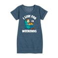 thumbnail image 1 of Garfield - I Live For Weekends - Toddler And Youth Girls Fleece Dress, 1 of 5