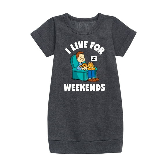 Garfield - I Live For Weekends - Toddler And Youth Girls Fleece Dress