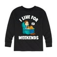 thumbnail image 1 of Garfield - I Live For Weekends - Toddler And Youth Long Sleeve Graphic T-Shirt, 1 of 5