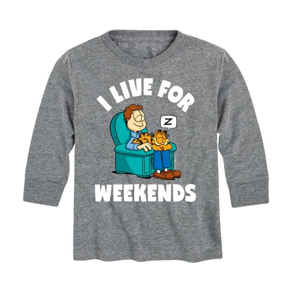 Garfield - I Live For Weekends - Toddler And Youth Long Sleeve Graphic T-Shirt