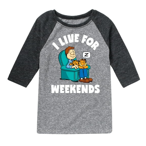 Garfield - I Live For Weekends - Toddler And Youth Raglan Graphic T-Shirt