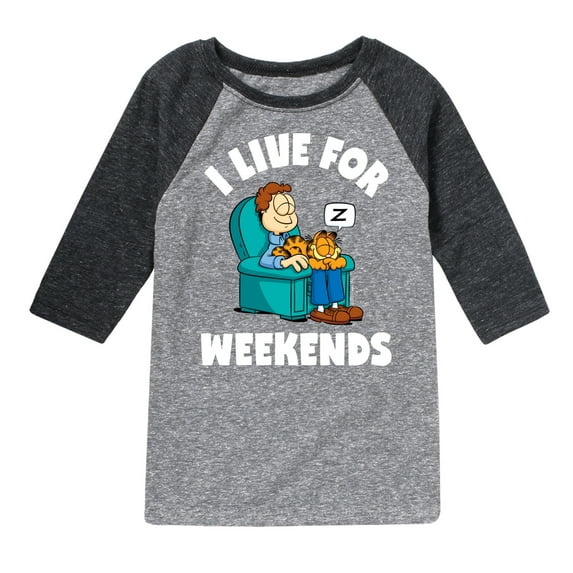 Garfield - I Live For Weekends - Toddler And Youth Raglan Graphic T-Shirt