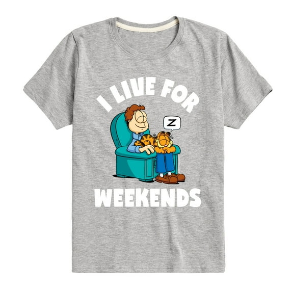 Garfield - I Live For Weekends - Toddler And Youth Short Sleeve Graphic T-Shirt