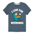 thumbnail image 1 of Garfield - I Live For Weekends - Toddler And Youth Short Sleeve Graphic T-Shirt, 1 of 5