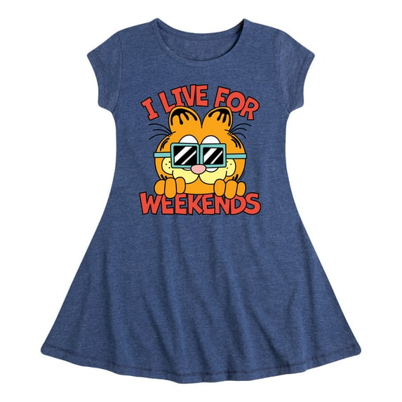 Garfield - I Live For Weekends - Toddler & Youth Girls Fit & Flare Dress