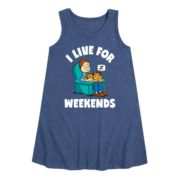 Garfield - I Live For Weekends - Toddler and Youth Girls A-line Dress