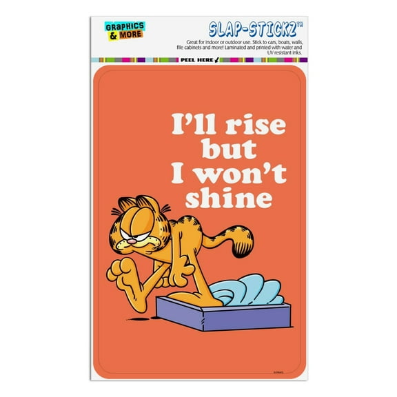Garfield I'll Rise but I won't Shine Home Business Office Sign