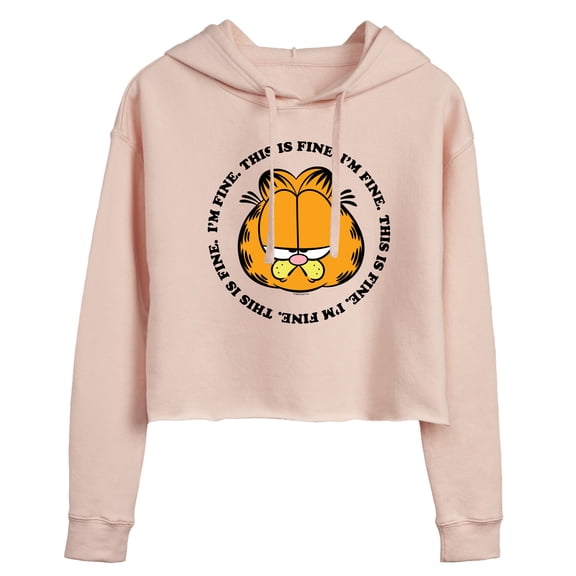 Garfield - I'm Fine This Is Fine - Juniors Cropped Pullover Hoodie
