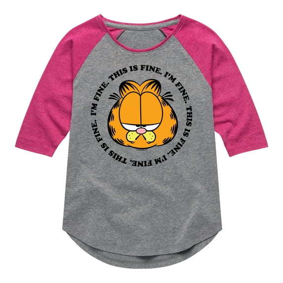 Garfield - I'm Fine This Is Fine - Toddler & Youth Girls Raglan Graphic T-Shirt