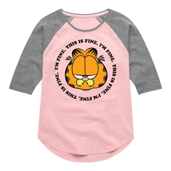 Garfield - I'm Fine This Is Fine - Toddler & Youth Girls Raglan Graphic T-Shirt