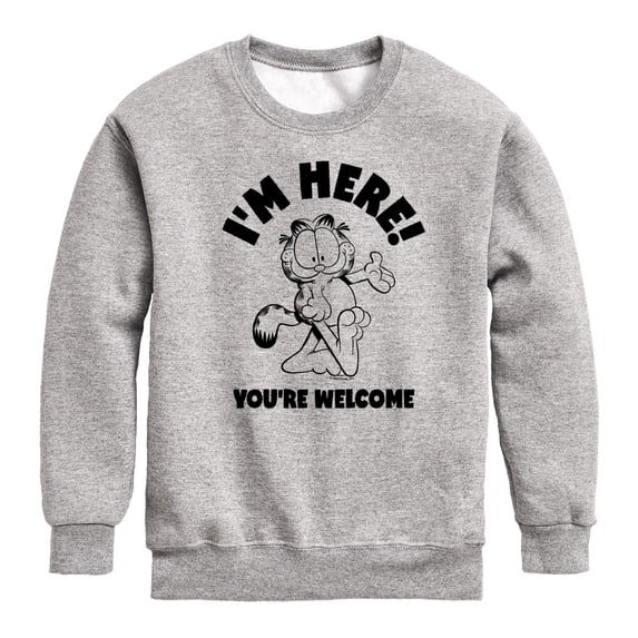 Garfield - I'm Here Youre Welcome - Toddler & Youth Crewneck Fleece Sweatshirt