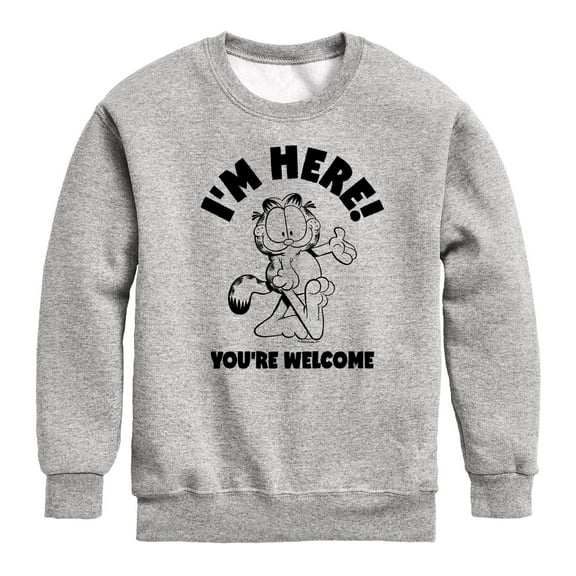 Garfield - I'm Here Youre Welcome - Toddler & Youth Crewneck Fleece Sweatshirt