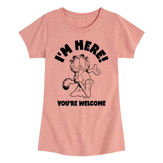 Garfield - I'm Here Youre Welcome - Toddler & Youth Girls Short Sleeve Graphic T-Shirt