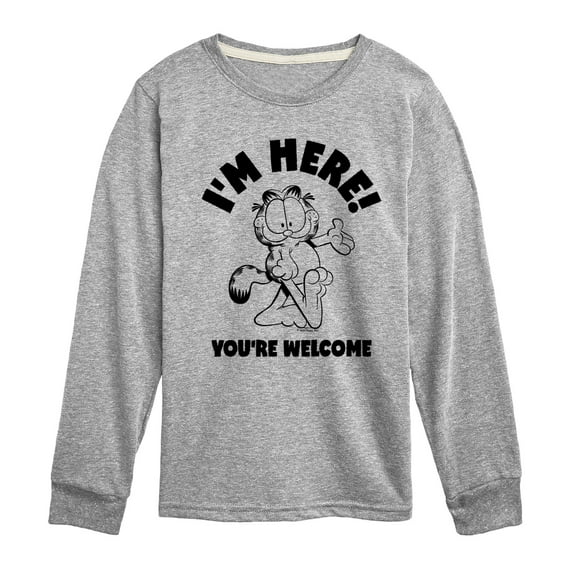 Garfield - I'm Here Youre Welcome - Toddler & Youth Long Sleeve Graphic T-Shirt