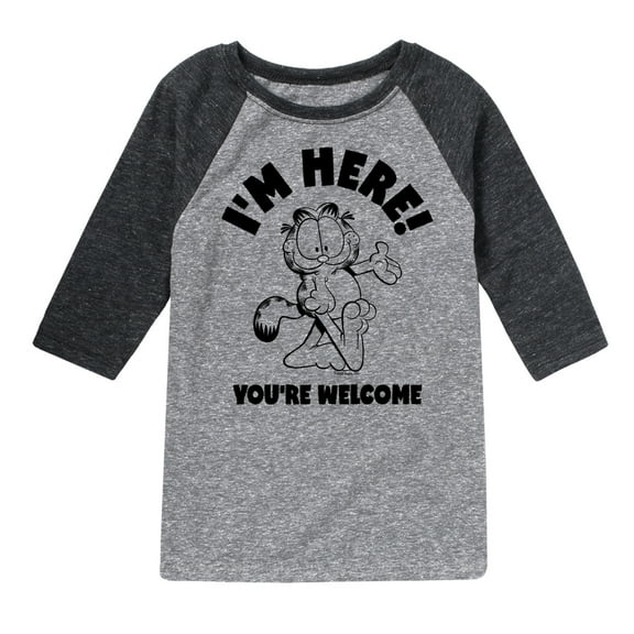 Garfield - I'm Here Youre Welcome - Toddler & Youth Raglan Graphic T-Shirt