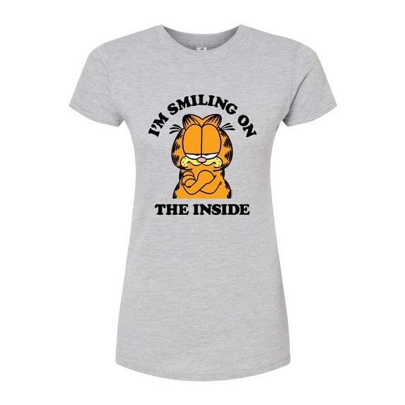 Garfield - I'm Smiling On The Inside - Juniors Fitted Graphic T-Shirt