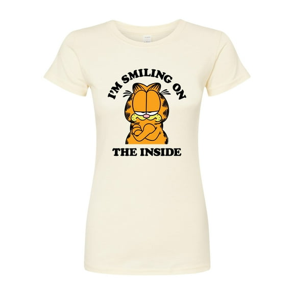 Garfield - I'm Smiling On The Inside - Juniors Fitted Graphic T-Shirt