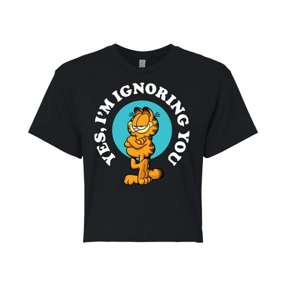Garfield - Ignoring You - Juniors Cropped Cotton Blend T-Shirt