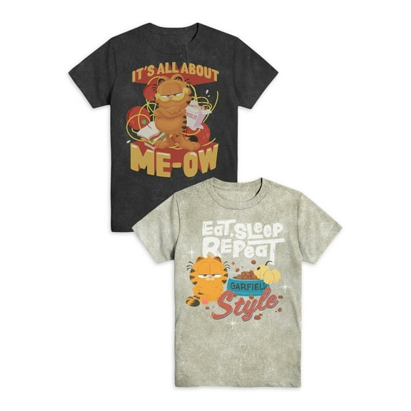 Garfield It's All About Style Boys Apparel, Graphic Crew Neck T-Shirt, 2-Pack, Sizes 4-18
