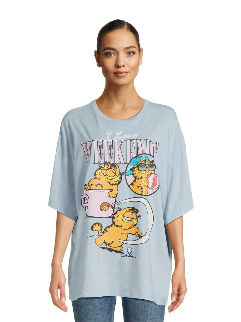 Garfield Graphic Tee - Oversized Fit, Short Sleeves